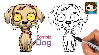How to Draw a Zombie Puppy Dog | Halloween