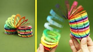 Easy DIY Paper real SLINKY - Yakomoga 5 Minute paper crafts DIY