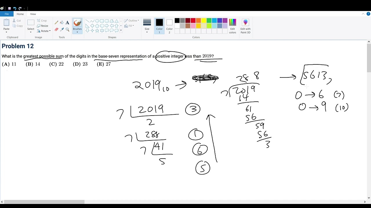 AMC 10B 2019 Problem 12 - YouTube