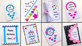 8 Easy \u0026 Beautiful white paper handmade happy birthday greeting card making 2025/ DIY birthday card