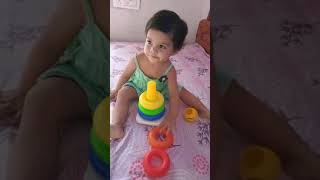 cute baby perfection in stacking ring toys and colours name 😗😙😙plz subscribe