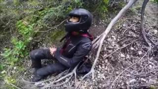 Motorcycle flips over cliff in scary crash caught on tape