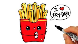 How to draw cute french fries for kids , toddlers | easy colouring and painting | chips drawing