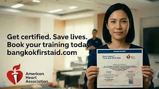 🚑 Emergencies Happen. Be Prepared. 💪 1-Day AHA First Aid CPR AED Training in Thailand.