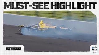 Colton Herta goes for big slide, hits wall in Indy 500 crash | INDYCAR