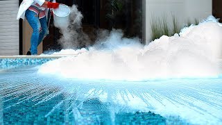 Pouring Liquid Nitrogen in a Pool / Crushing Frozen Things in Slow Motion