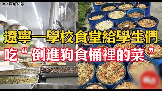 辽宁一学校食堂给学生们吃“倒进狗食桶里的菜”！ #辽宁 #学校 #食堂