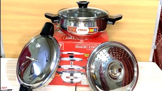 Vinod Magic Steel Pressure Cooker 3.5L Unboxing | Vinod Multipurpose cooker (Stainer \u0026Serving lids)