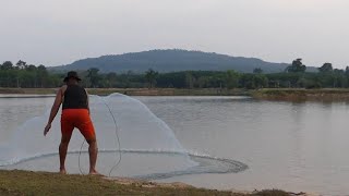 ทดสอบหว่านแหถี่ 2cm.9ศอก vs 2.5cm. 12ศอก  งานนี้จะแตกไหม? Cast Net Fishing  Test net Fishing.