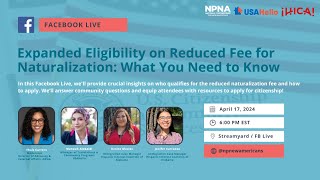 Expanded Eligibility on Reduced Fee for Naturalization