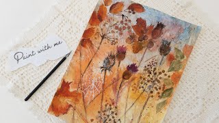 Watercolor Autumn Leaves, Seedheads and Berries - Paint Your Own Fall Home Decor Tutorial