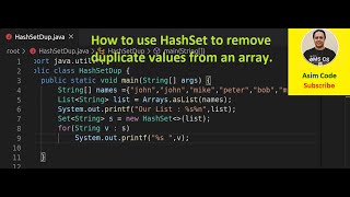 How to use HashSet to remove duplicate values from an array in Java