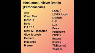 Hindustan Unilever Brands (Food, Personal care and Home Care)