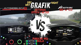 Assetto Corsa Evo vs Automobilista 2 im Grafikvergleich (trocken, Regen, Nacht)