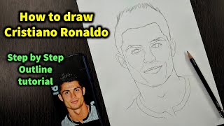 How to draw Cristiano Ronaldo Step by Step // full sketch outline tutorial for beginners