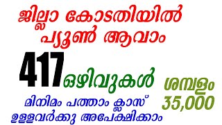 പത്താം ക്ലാസ് ഉള്ളവർക്കു പ്യൂൺ ആവാൻ അവസരം | ഓൺലൈൻ വഴി അപേക്ഷിക്കാം | 35,000  മാസം ശമ്പളം