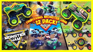 Monster Jam 12 Pack Monster Truck Unboxing! Gravedigger, Zombie, El Toro Loco,  Megalodon, Review!