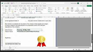 How to create the Company Share Certificate.