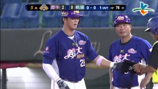 20130801 CPBL 犀牛V.S猿 5上 林智平厲害的接球 可惜已經來不及 高國輝全力衝刺上1壘