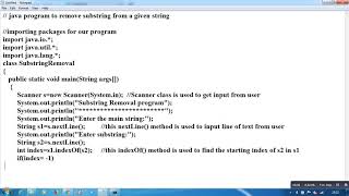java program - Removing a Substring from a given string