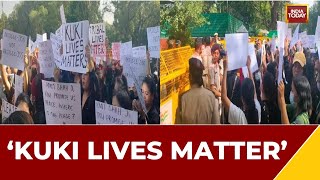 Manipur Violence: Kukis' Stages Protest In Front Of Amit Shah House With 'Kuki Lives Matter' Poster