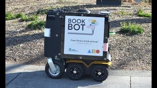 Book Bot in action - the Mountain View Library book return robot picking up books at our house