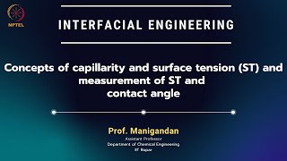 Concepts of capillarity and surface tension (ST) and measurement of ST and contact angle