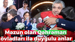 Məzun olan Qəhrəman övladları ilə duyğulu anlar