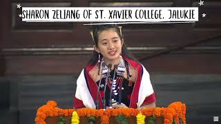 Sharon Zeliang of St.Xavier College, Jalukie, speaks at National Youth Parliament, New Delhi,  2023