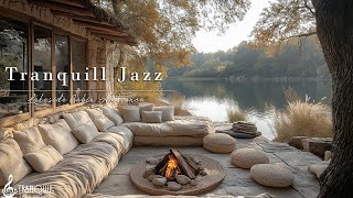 Cozy Lakeside Fireplace Ambiance | Tranquill Jazz With Crackling Fire for Sleep, Relaxation, Focus