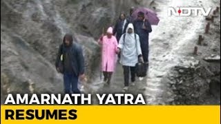 Amarnath Yatra Resumes After Weather Improves, Flood Alert Continues