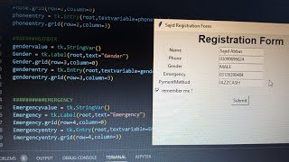 Registration Form in Python | Signup form in python | Simple form | Using tkinter