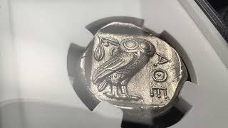 440-404 BC Attica, Athens Tetradrachm NGC Choice CH AU 5/4 Athena and Owl