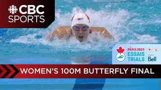 Maggie MacNeil and Mary-Sophie Harvey impressive in women's 100m Butterfly final on Day 1 at Trials