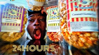 EATING ONLY POPCORN FOR 24HRS! *I get sick to my stomach*