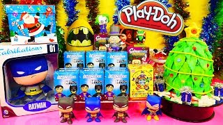 Play Doh Surprise Eggs Christmas Tree NEW DC Universe Mezitz Batman Toys Blind Box Opening DCTC