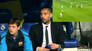 Guardiola & Vilanova's reaction to Messi's solo goal against Real Madrid in Santiago Bernabéu - HD