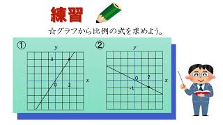 中1＿比例の式の求め方＿比例のグラフからｘとｙを求める（日本語版）