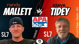 APA 8-Ball Match | Randy Mallett (SL7) vs Steven Tidey (SL7)