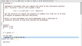 Maple Programming Test 1: Problem 1