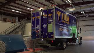 TITAN Mobile Shredding - Unloading and paper baling process