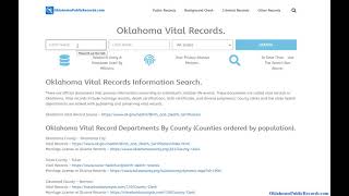 Oklahoma Vital Records Information Search.