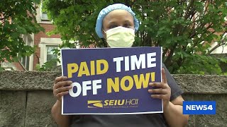 Nursing home workers gather in protest over working conditions, pay during outbreak