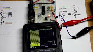 Short Flashing LED Voltage Test Only 2 Volts Astable NOT Gate 74HC14 With NPN BJT Switch 2N3904