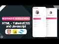 Responsive Side Navigation Bar in HTML TailwindCSS And JavaScript | Dashboard Sidebar Menu 🔥🎨