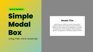 Simple Modal Box with HTML, CSS, and JavaScript | Step-by-Step Tutorial | Quick Solution