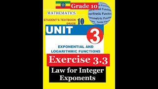 Mathematics Grade 10 Unit 3 Exercise 3.3 (Law for Integer Exponents) @Girma21