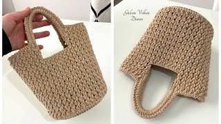 ŞAHANE OLDU🤩 MAKROME İP İLE TIĞ İŞİ ÖRGÜ KOLAY ÇANTA YAPIMI- SUPER EASY CROCHET BAG