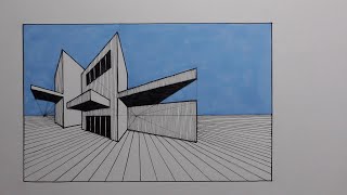 How to Draw a Modern Building using Two-Point Perspective