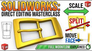 SolidWorks Direct Editing Tutorial: Scale, Split, and Move Face Explained (Full Workflow).